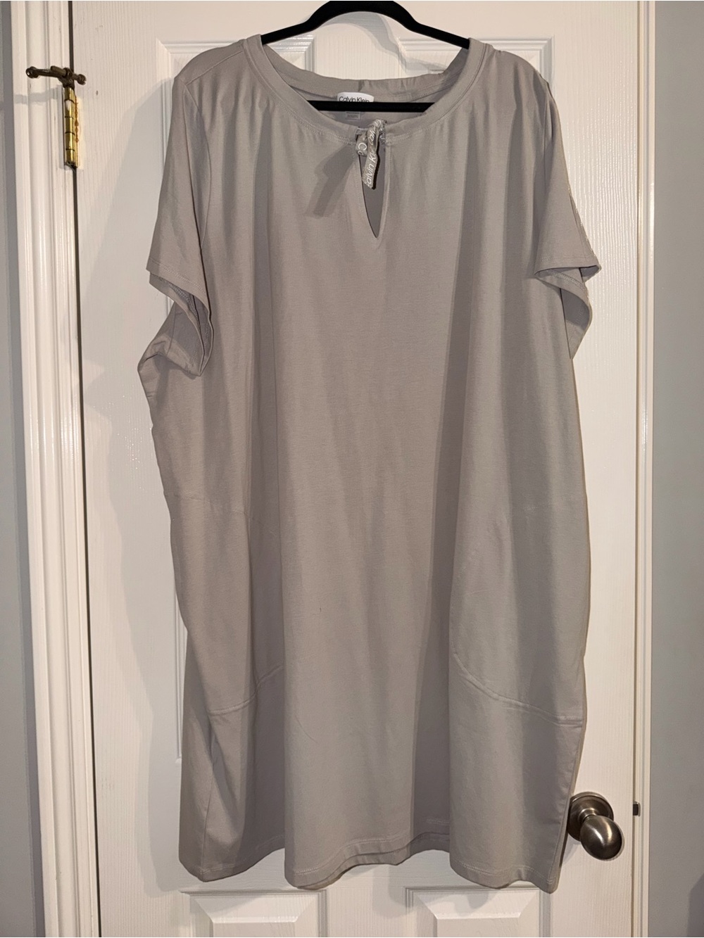 NWT Calvin Klein Tie Sleeve T-Shirt Dress Gray 3X MSRP $59